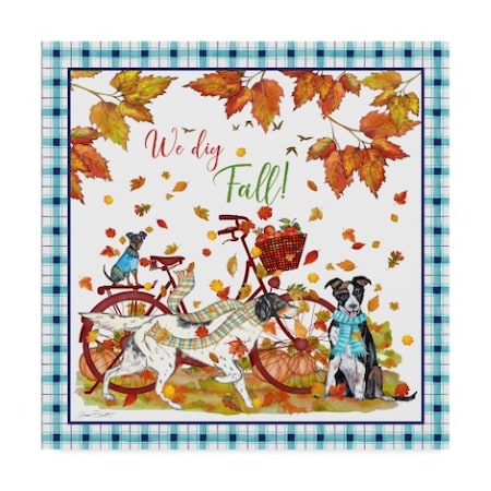 Jean Plout 'We Dig Fall Border' Canvas Art,18x18